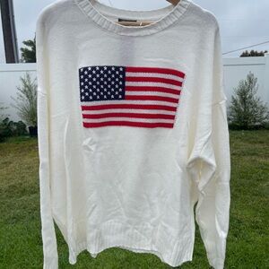 Wild Fable White Sweater with Flag Design